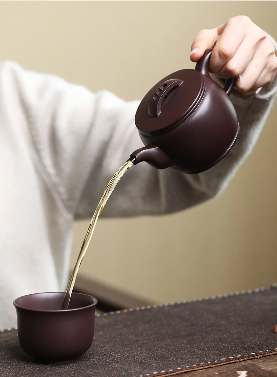 颐壶春宜兴紫砂壶纯手工家用泡茶壶全手工功夫茶具原矿紫泥汉瓦壶 详情图 5