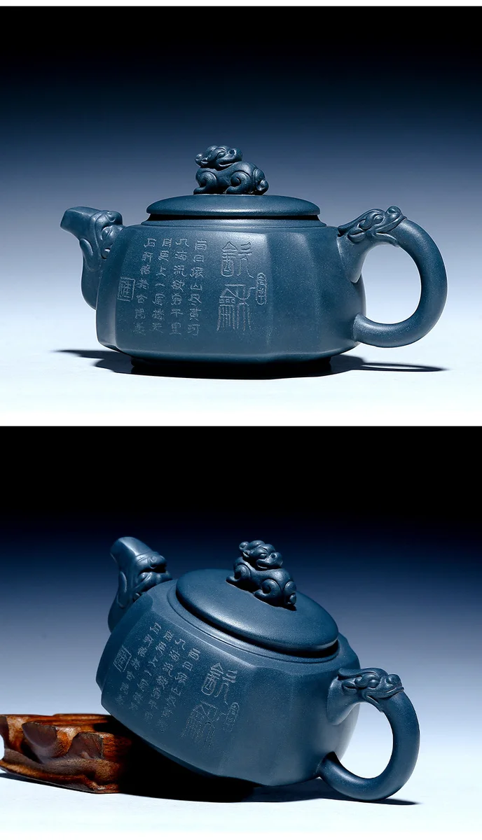 古悦堂 宜兴紫砂壶名家全手工正品茶壶茶具套装四方壶 绿泥真龙壶 详情图 16