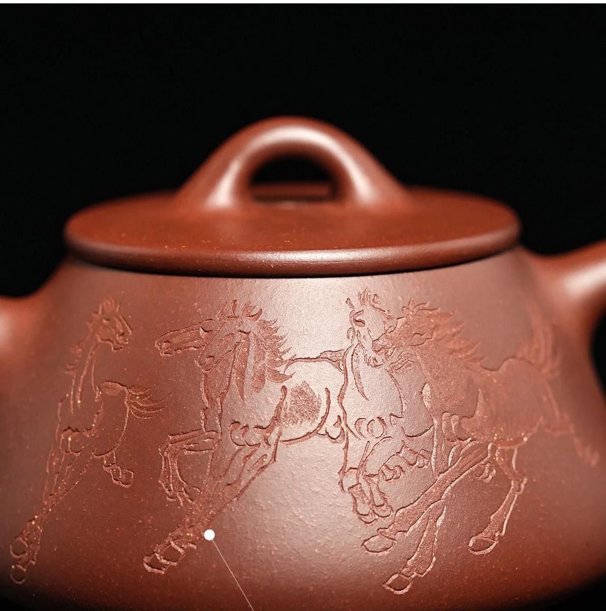 古悦堂马到成功平盖石瓢纯手工茶壶宜兴紫砂壶泡茶家用套装送客户 详情图 1