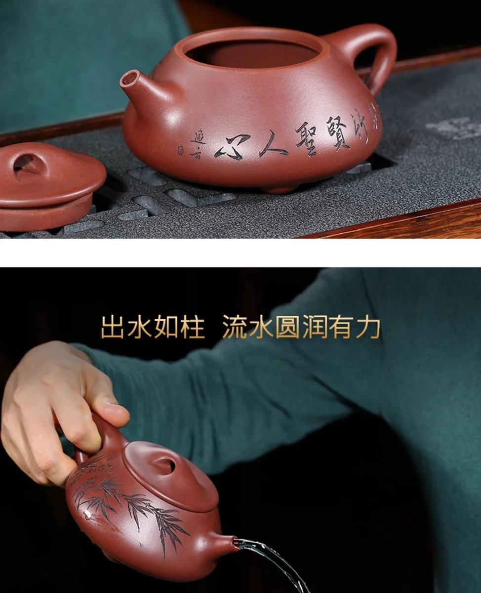 古悦堂宜兴紫砂壶名家纯全手工茶壶茶具套装原矿底槽青君子石瓢壶 详情图 15