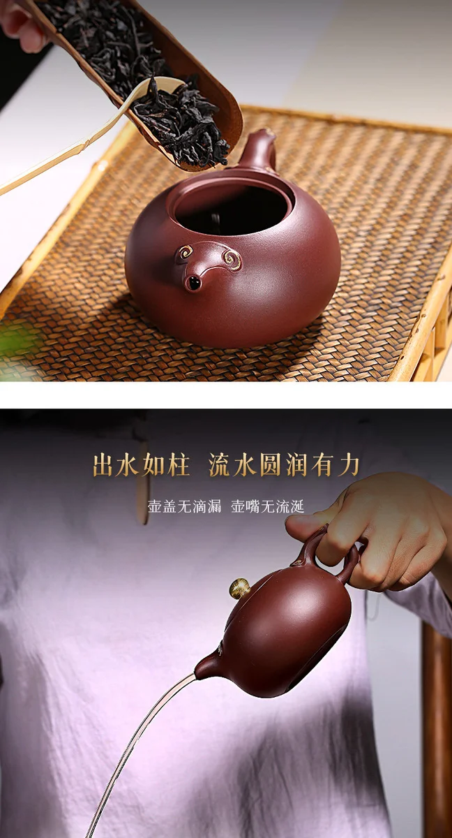 古悦堂 宜兴紫砂壶纯全手工茶具掌柜亲制底槽清如意西施描金款 详情图 7