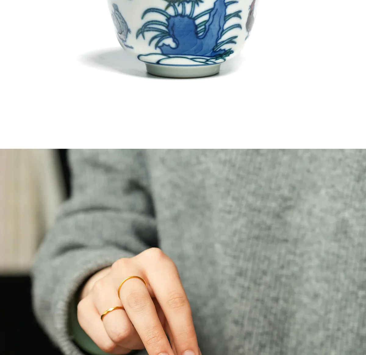 青花斗彩陶瓷盖碗茶杯单个高档泡茶碗茶具送老师母亲长辈生日礼物 详情图 13