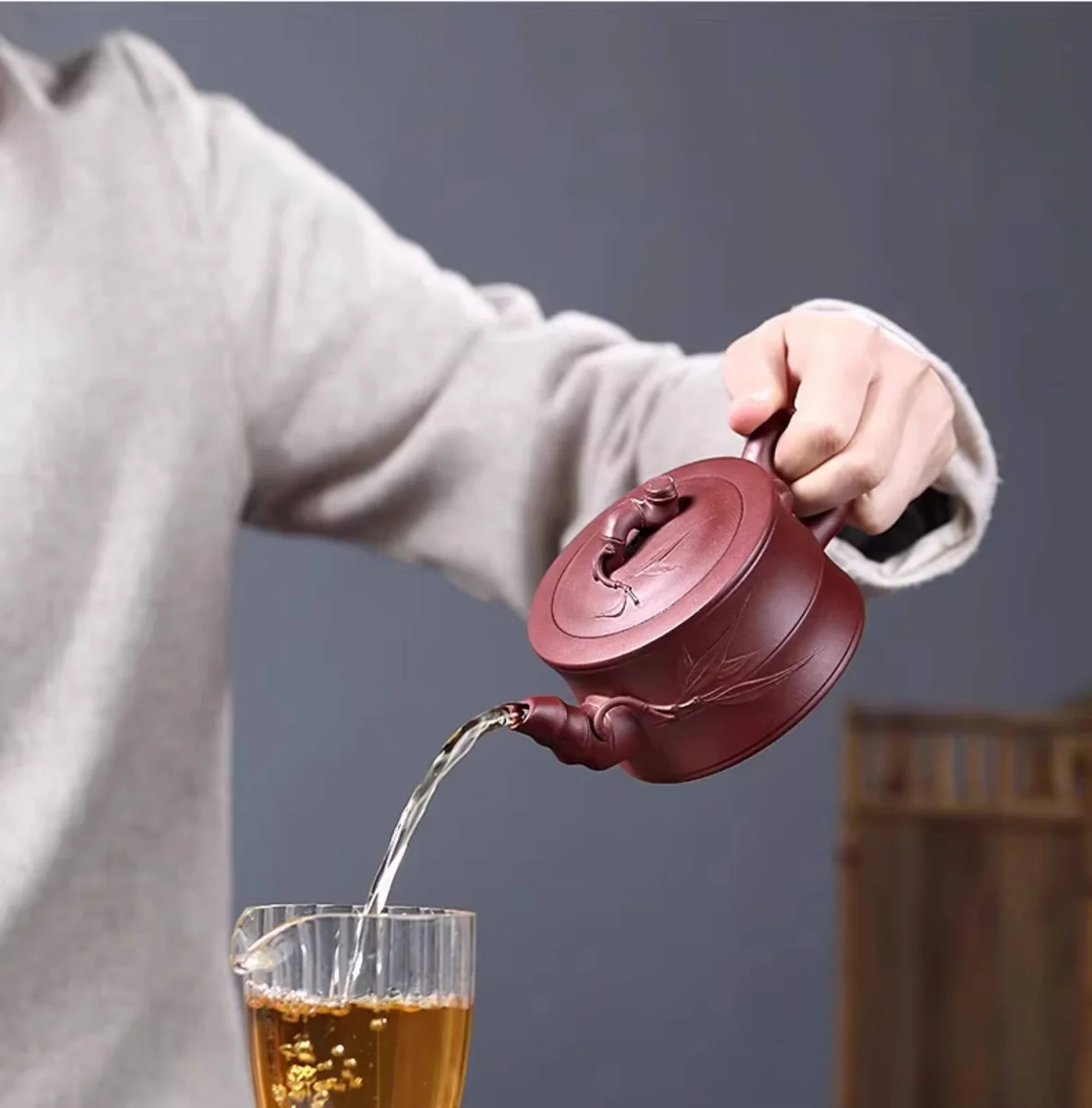 古悦堂 宜兴原矿紫砂壶名家纯手工泡茶壶茶具套装家用 一品竹段壶 详情图 9
