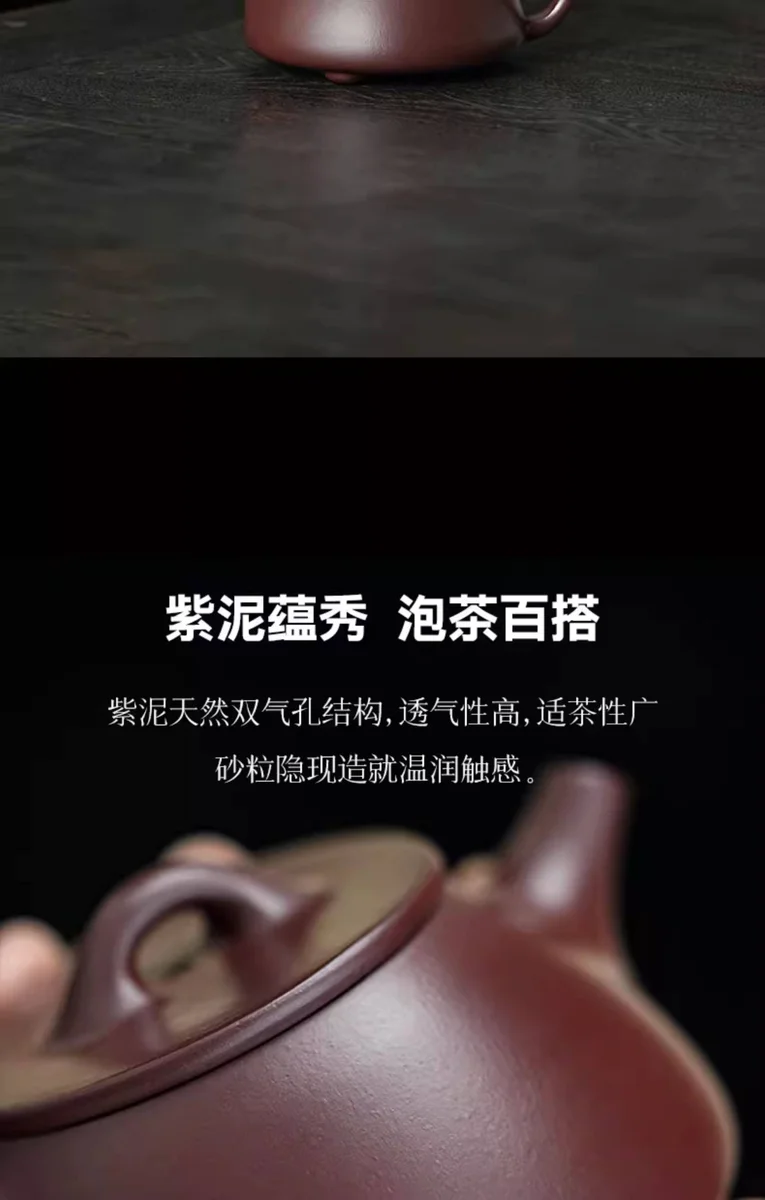 宜兴紫砂纯手工泡茶专用茶壶2026新款紫砂壶功夫茶具单壶平盖石瓢 详情图 18