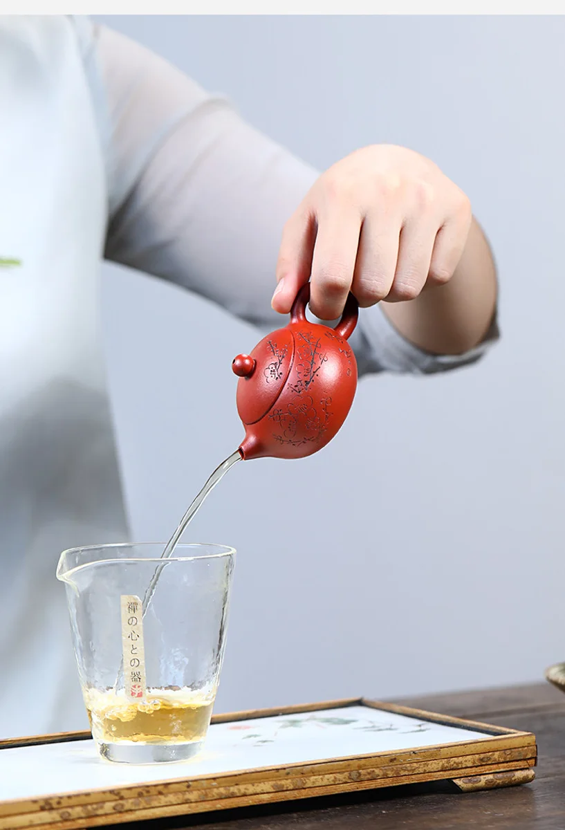 古悦堂宜兴原矿大红袍紫砂壶纯手工小茶壶一人用泡茶壶梅花小西施 详情图 7