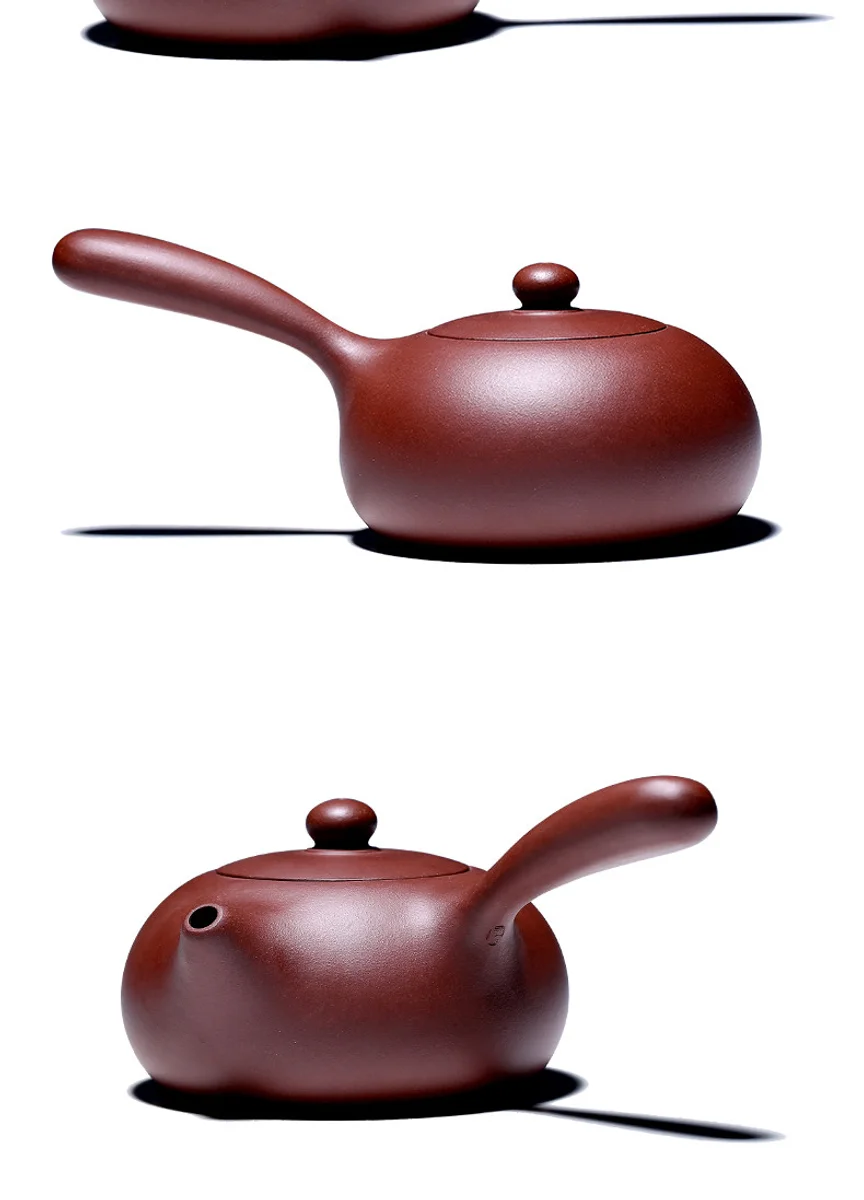 古悦堂 宜兴紫砂壶 日式茶具侧把茶壶全手工正品 紫泥横把唐羽壶 详情图 8