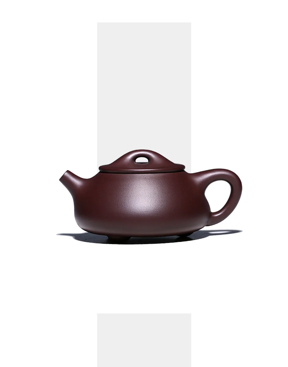 古悦堂 宜兴紫砂壶纯全手工家用泡茶壶茶具套装 大号紫茄泥石瓢壶 详情图 4