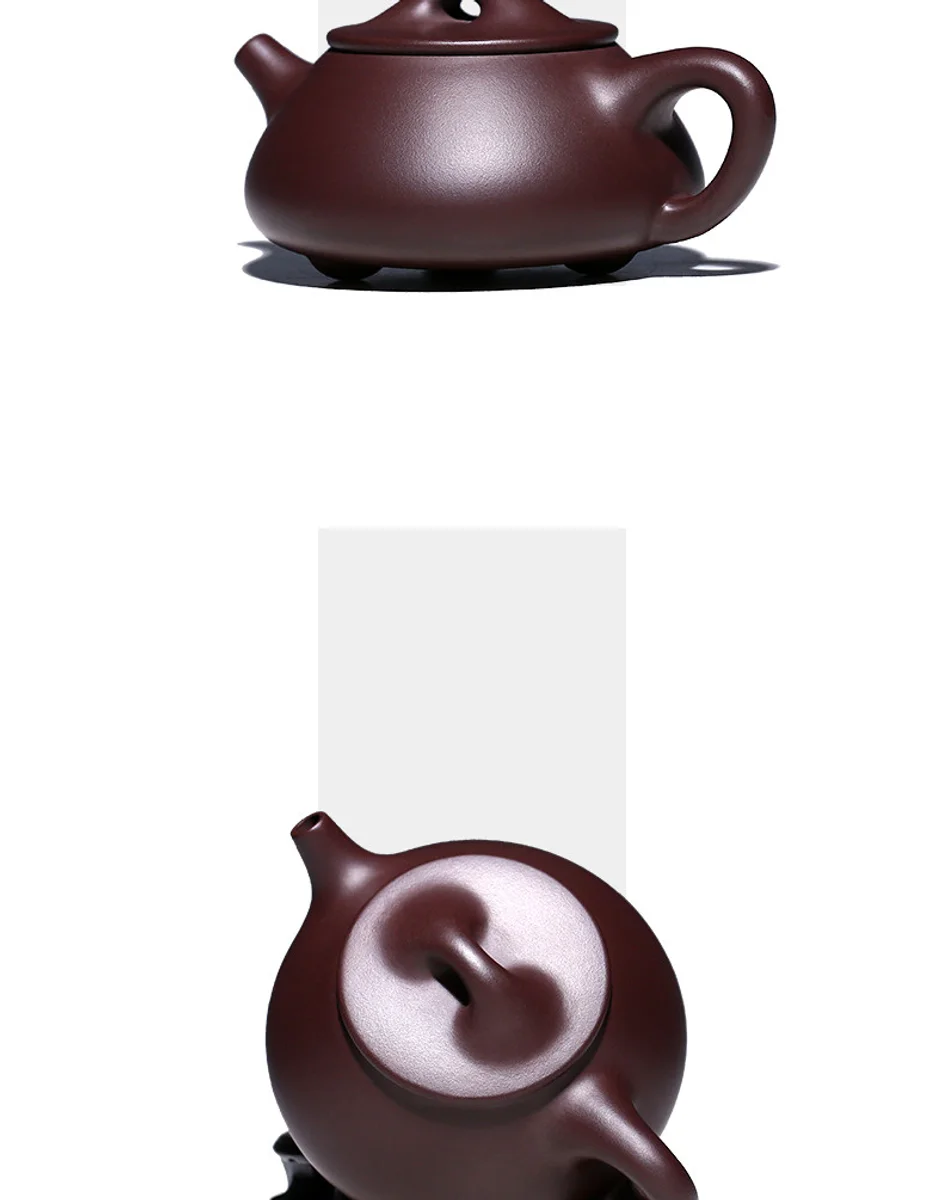 古悦堂 宜兴紫砂壶纯全手工家用泡茶壶茶具套装 大号紫茄泥石瓢壶 详情图 6