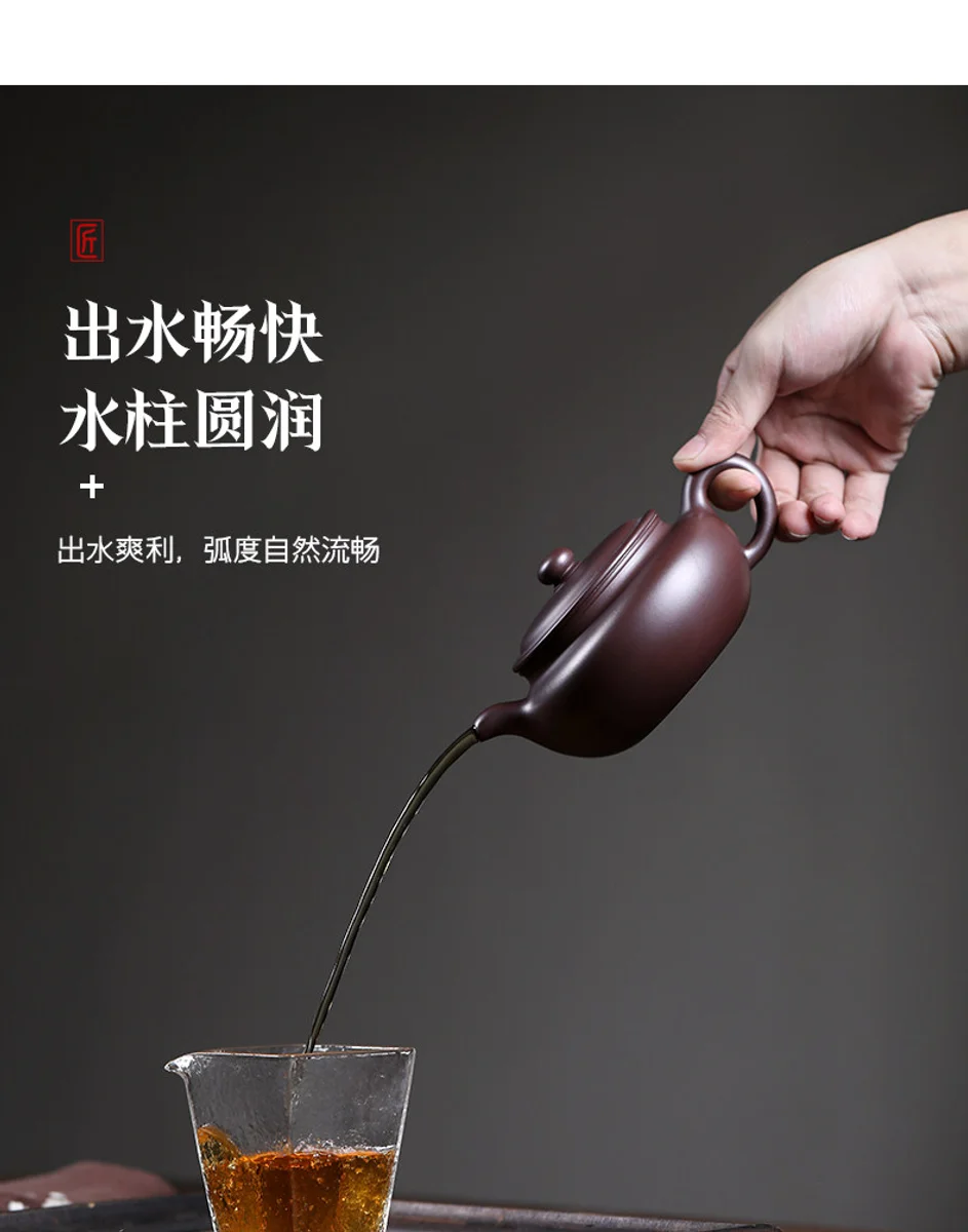 古悦堂 宜兴紫砂壶纯全手工家用泡茶壶茶具套装 大号紫茄泥仿古壶 详情图 3