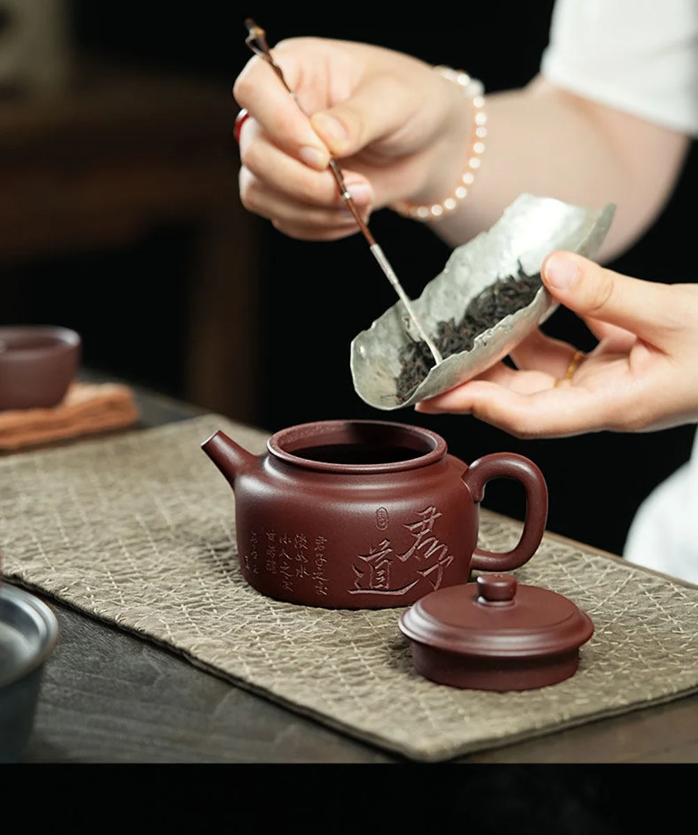 宜兴紫砂纯手工茶壶新款礼盒装一壶四杯送礼功夫茶具套装紫泥德钟 详情图 2