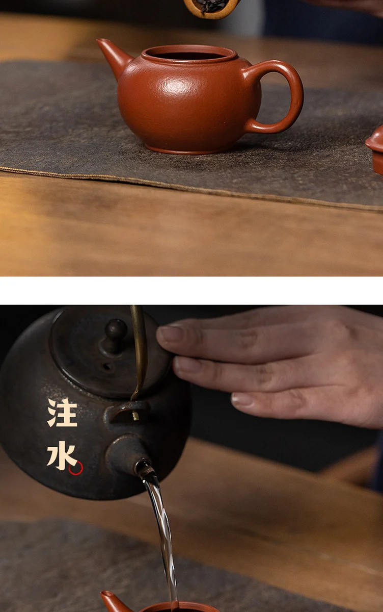 古悦堂 宜兴紫砂壶纯手工泡茶壶迷你一人用茶具单壶 大红袍水平壶 详情图 10