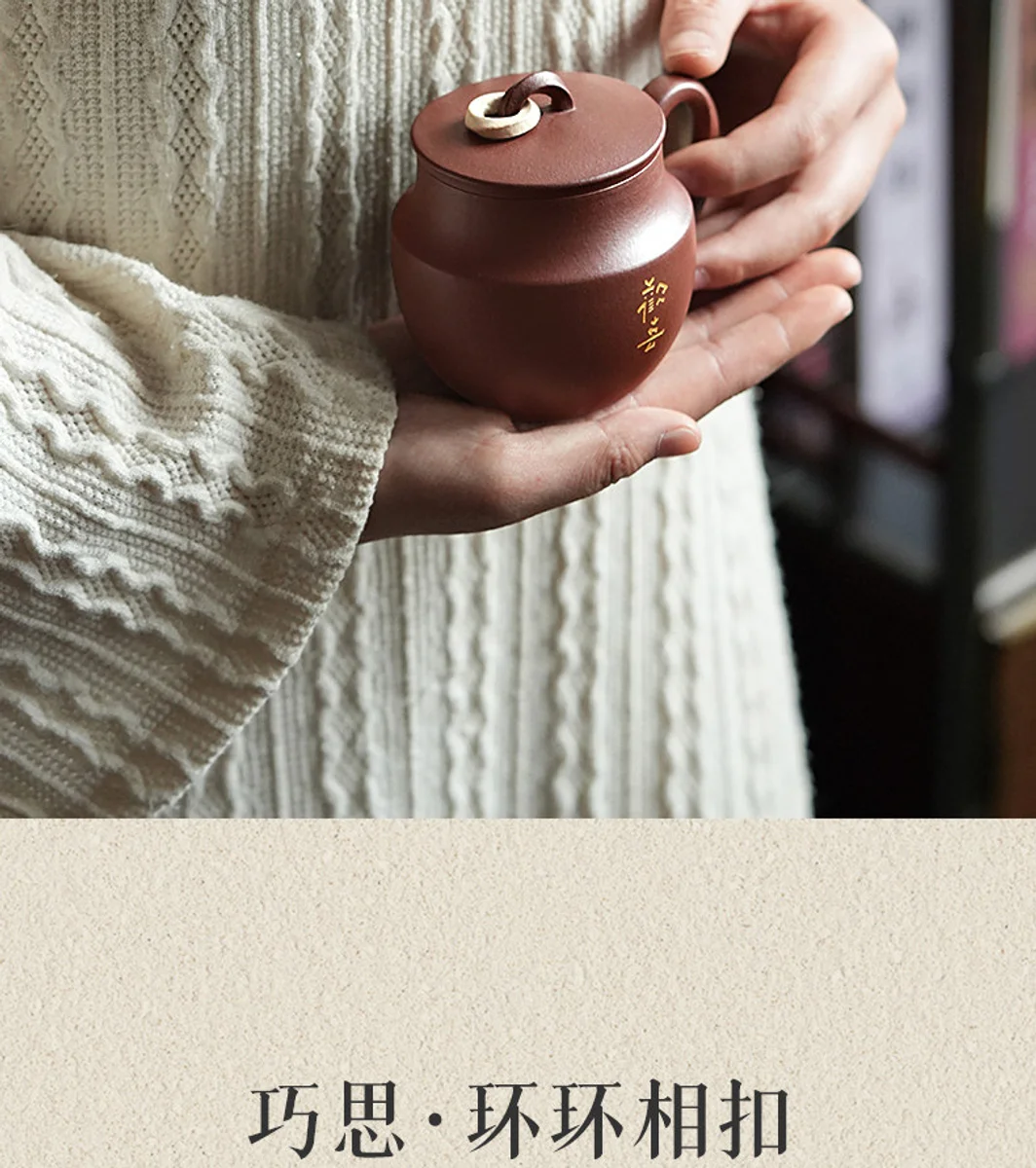 古悦堂 宜兴紫砂杯纯全手工紫砂中式家用茶杯办公泡茶杯 欢喜盖杯 详情图 15
