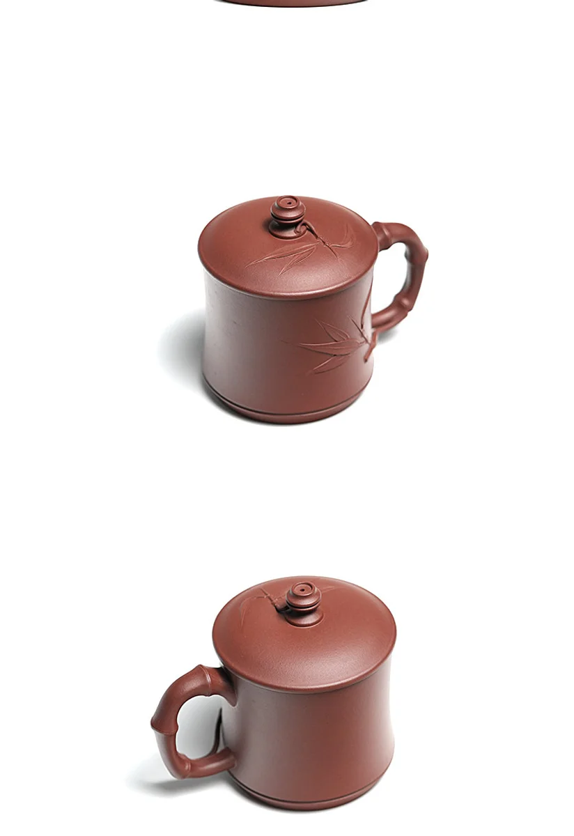古悦堂宜兴紫砂杯全手工紫砂茶杯家用盖杯办公泡茶杯紫泥春竹盖杯 详情图 9