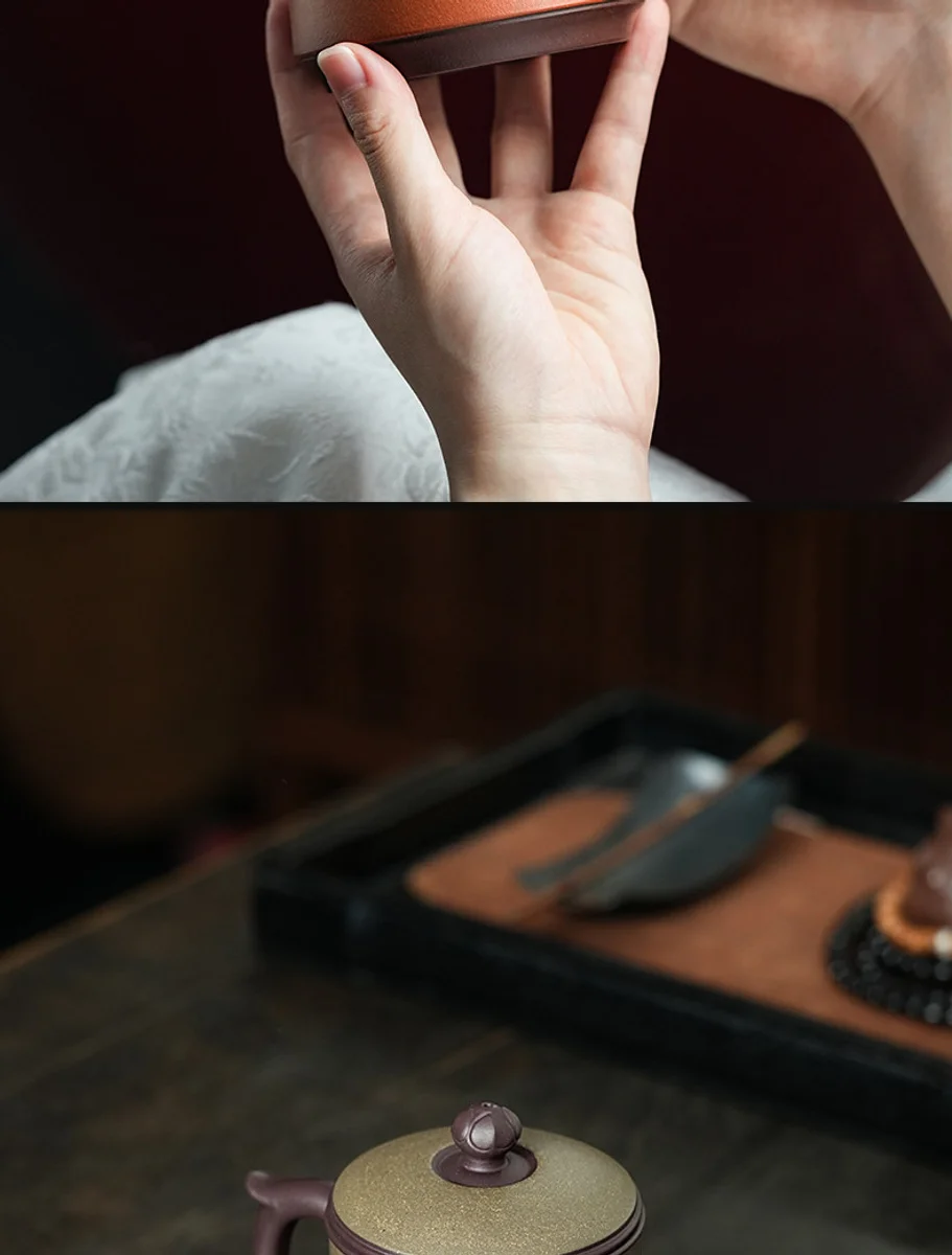 宜兴紫砂家用办公喝茶杯个人专用高档功夫送礼茶具三件套如意盖杯 详情图 9