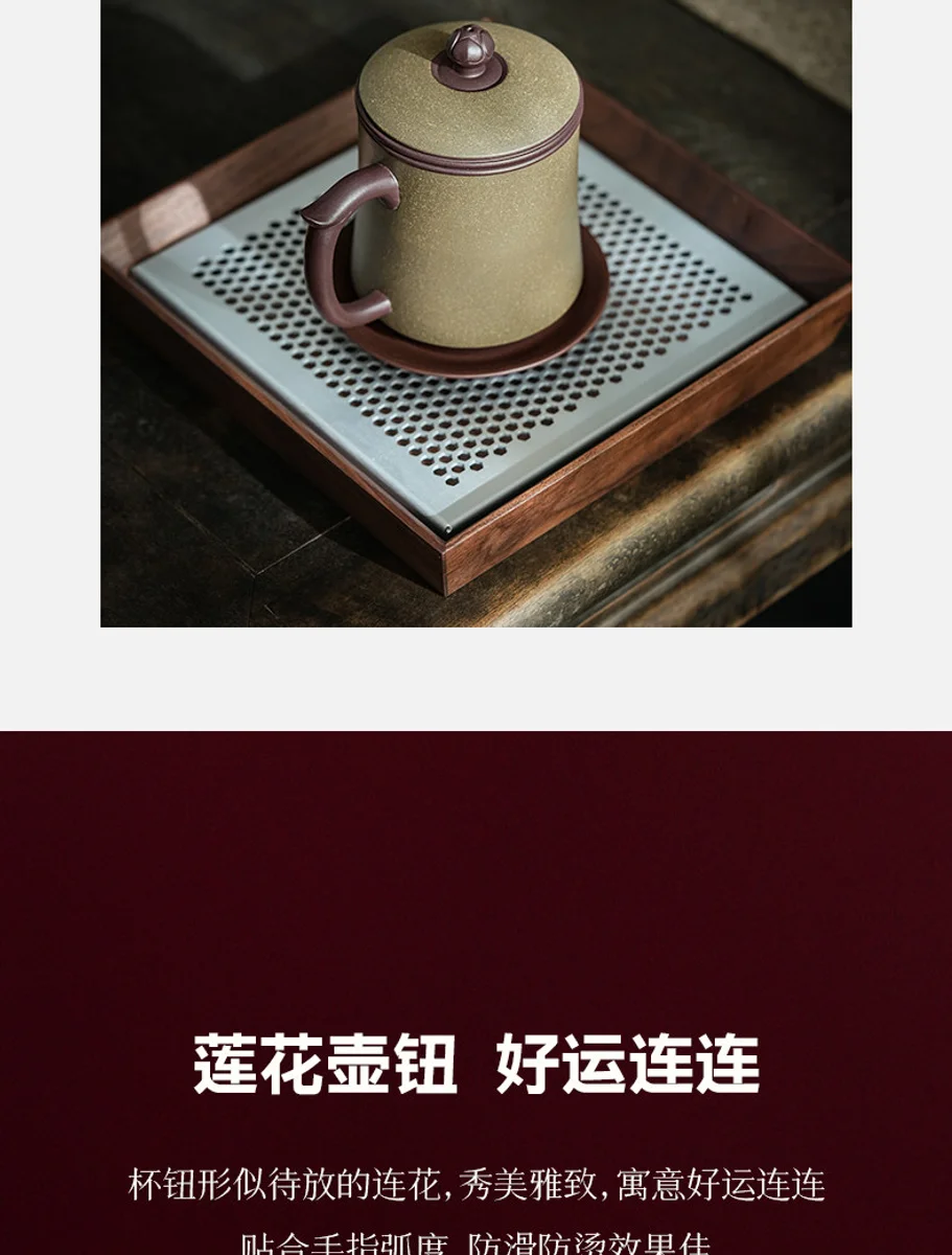 宜兴紫砂家用办公喝茶杯个人专用高档功夫送礼茶具三件套如意盖杯 详情图 16