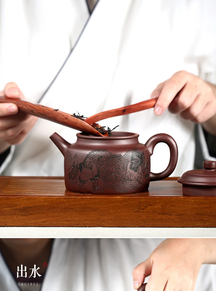 古悦堂 宜兴紫砂壶 纯全手工家用泡茶壶茶具套装 紫泥潜龙德钟壶 详情图 5