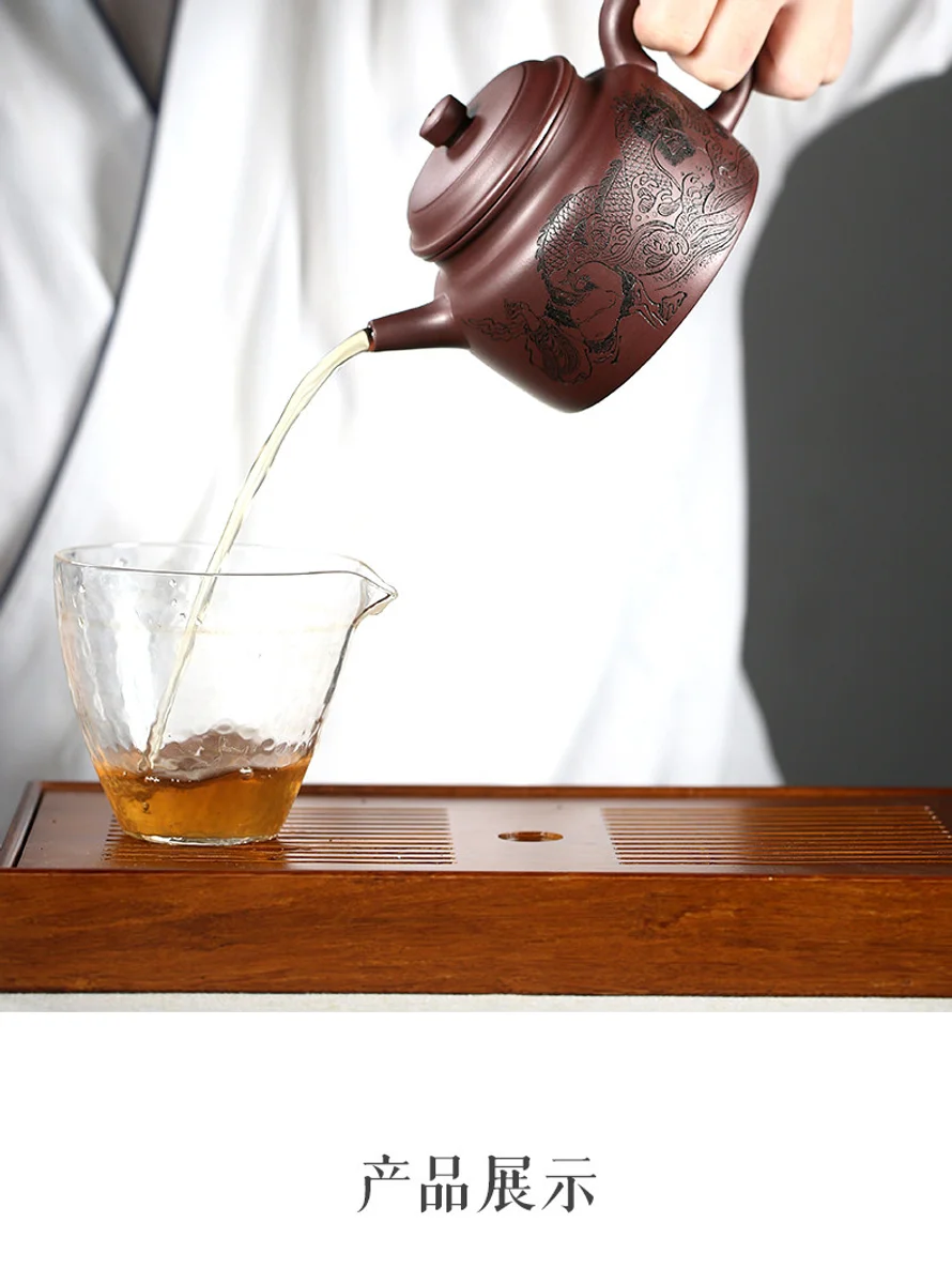 古悦堂 宜兴紫砂壶 纯全手工家用泡茶壶茶具套装 紫泥潜龙德钟壶 详情图 6