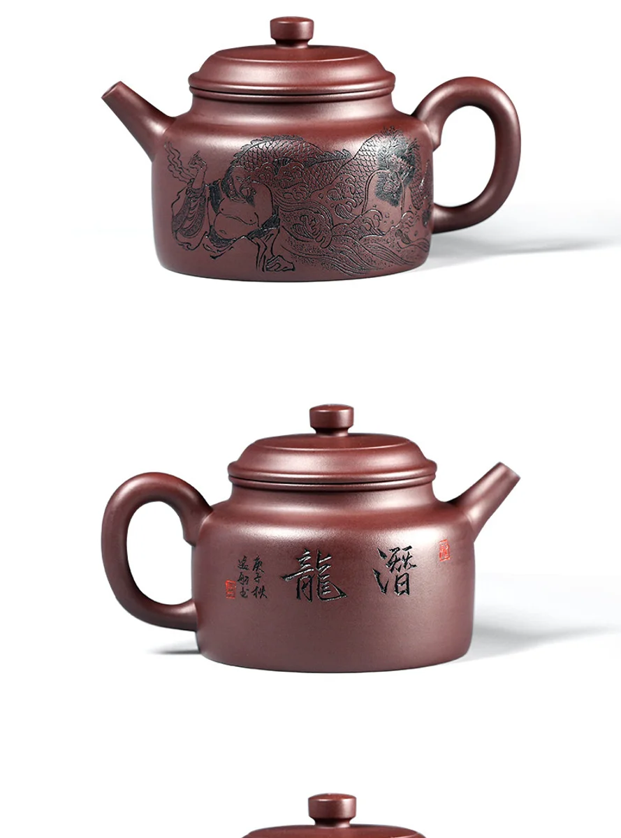 古悦堂 宜兴紫砂壶 纯全手工家用泡茶壶茶具套装 紫泥潜龙德钟壶 详情图 7