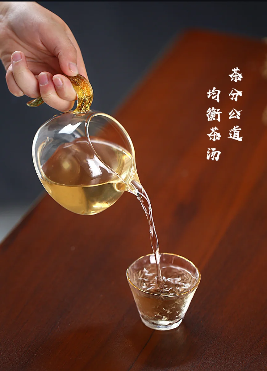 古悦堂 玻璃公道杯手工吹制耐热玻璃公杯茶海功夫茶具炫彩公道杯 详情图 12
