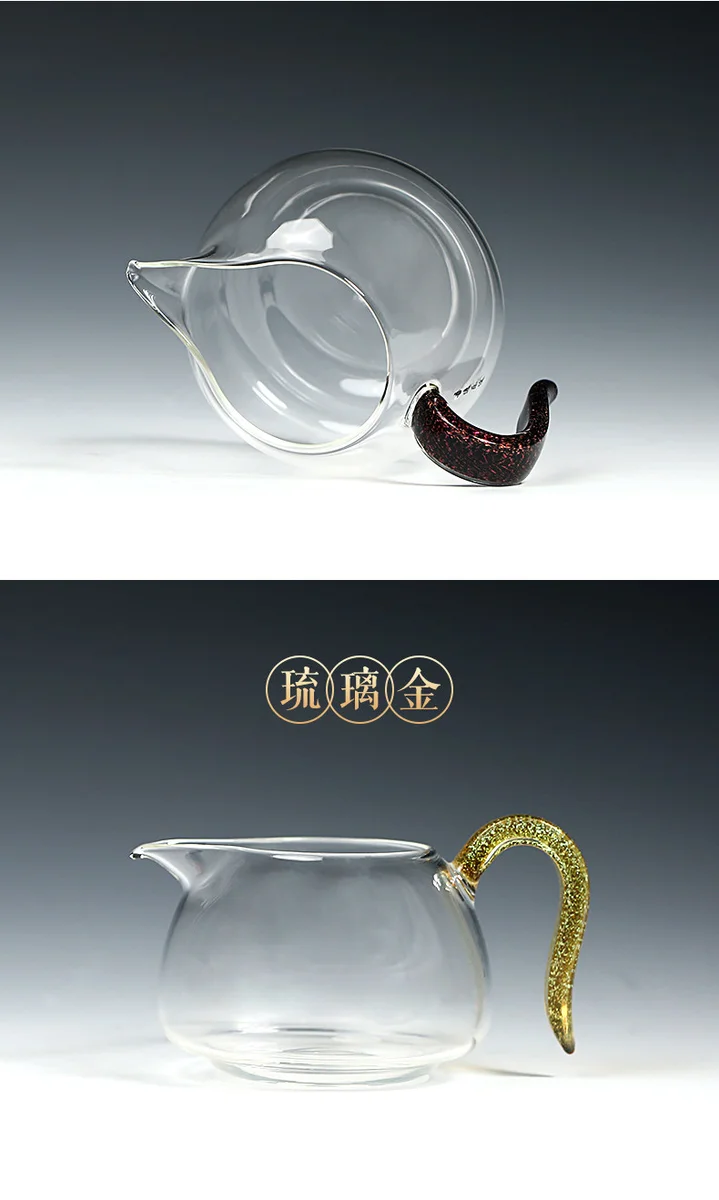 古悦堂 玻璃公道杯手工吹制耐热玻璃公杯茶海功夫茶具炫彩公道杯 详情图 3