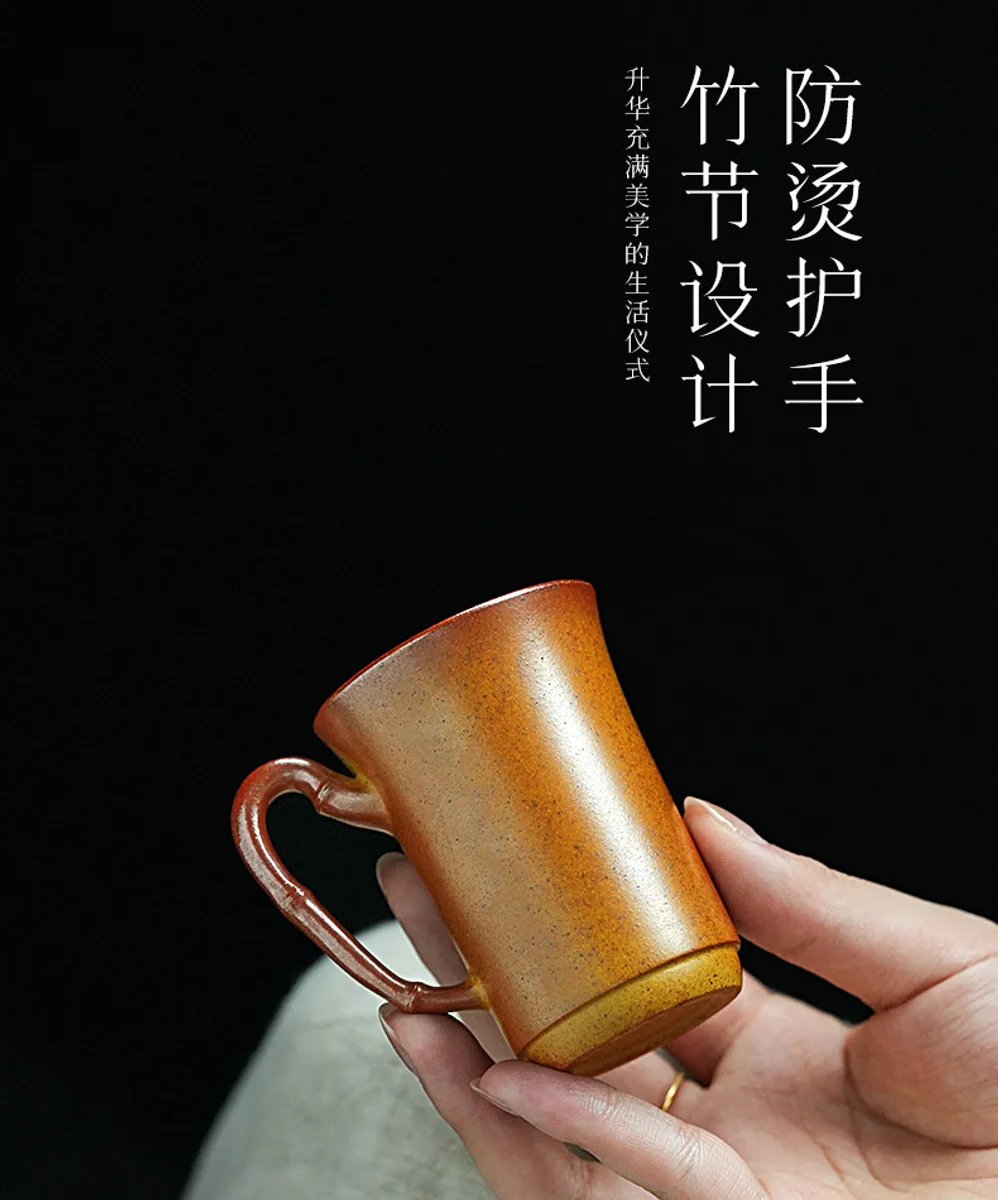 古悦堂手工茶具个人专用喝茶茶杯高档紫砂带把主人杯办公室咖啡杯 详情图 5