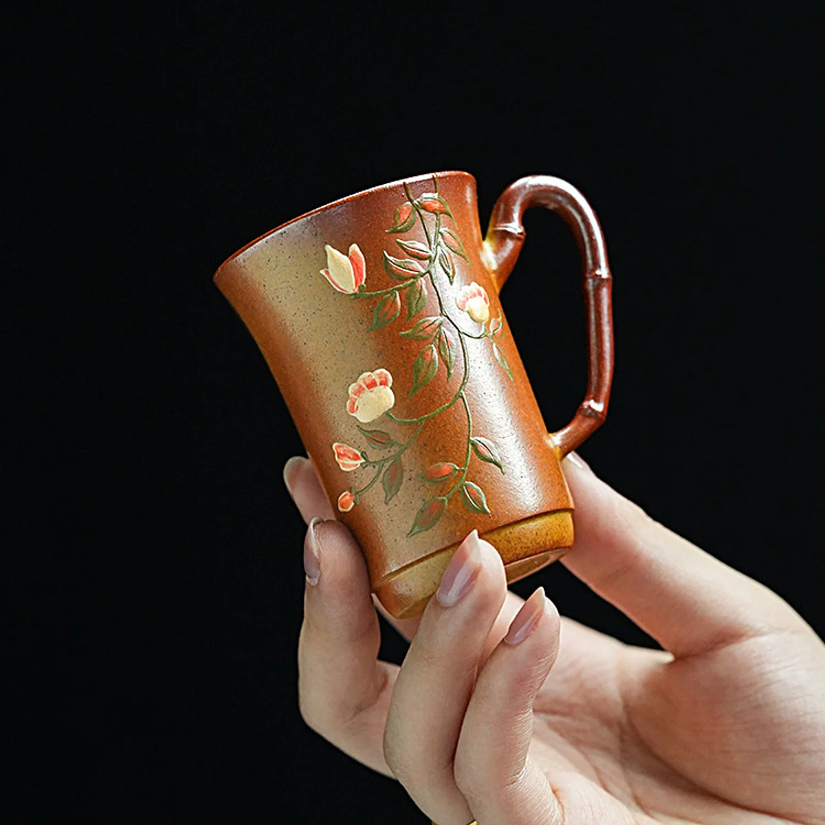 古悦堂手工茶具个人专用喝茶茶杯高档紫砂带把主人杯办公室咖啡杯 - 6