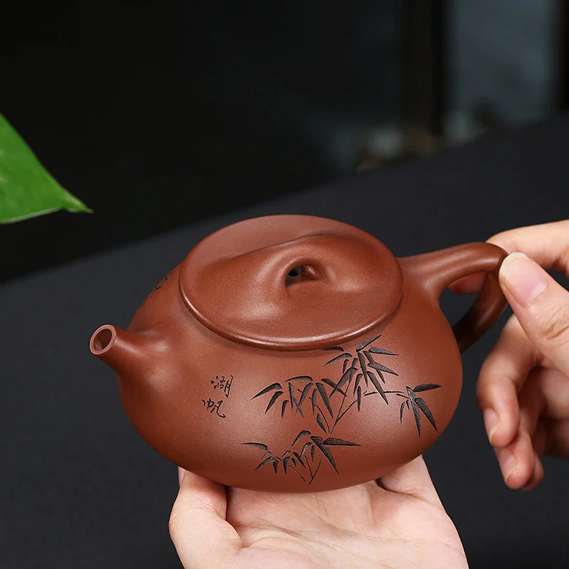 宜兴紫砂壶纯手工家用泡茶套装功夫茶具紫泥复刻景舟石瓢壶260ml - 4