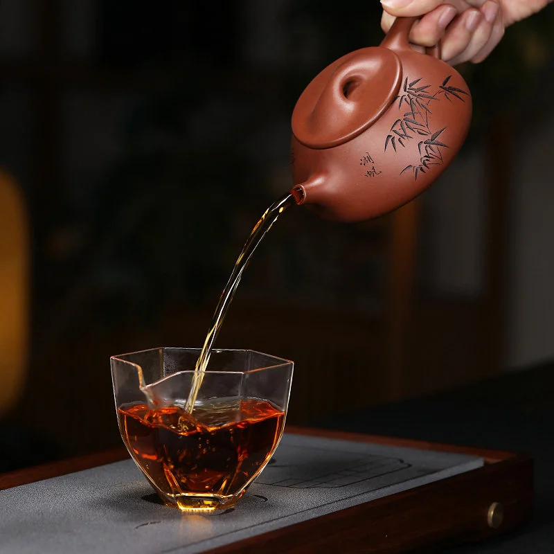 宜兴紫砂壶纯手工家用泡茶套装功夫茶具紫泥复刻景舟石瓢壶260ml - 5