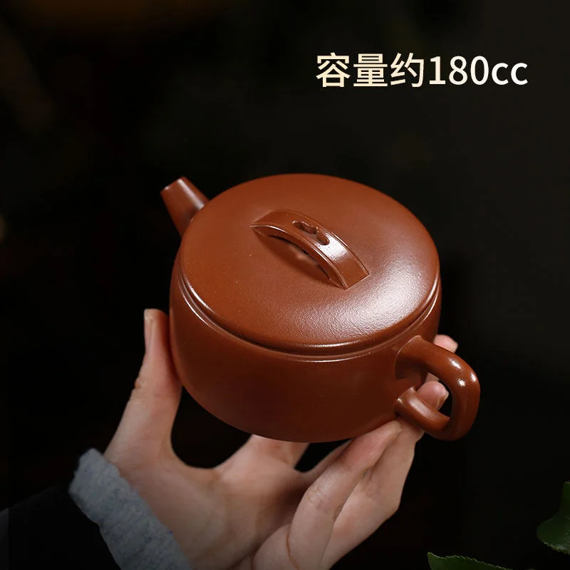 宜兴紫砂壶纯手工功夫茶具一人用紫泥小容量泡茶汉瓦壶套装180ml - 5