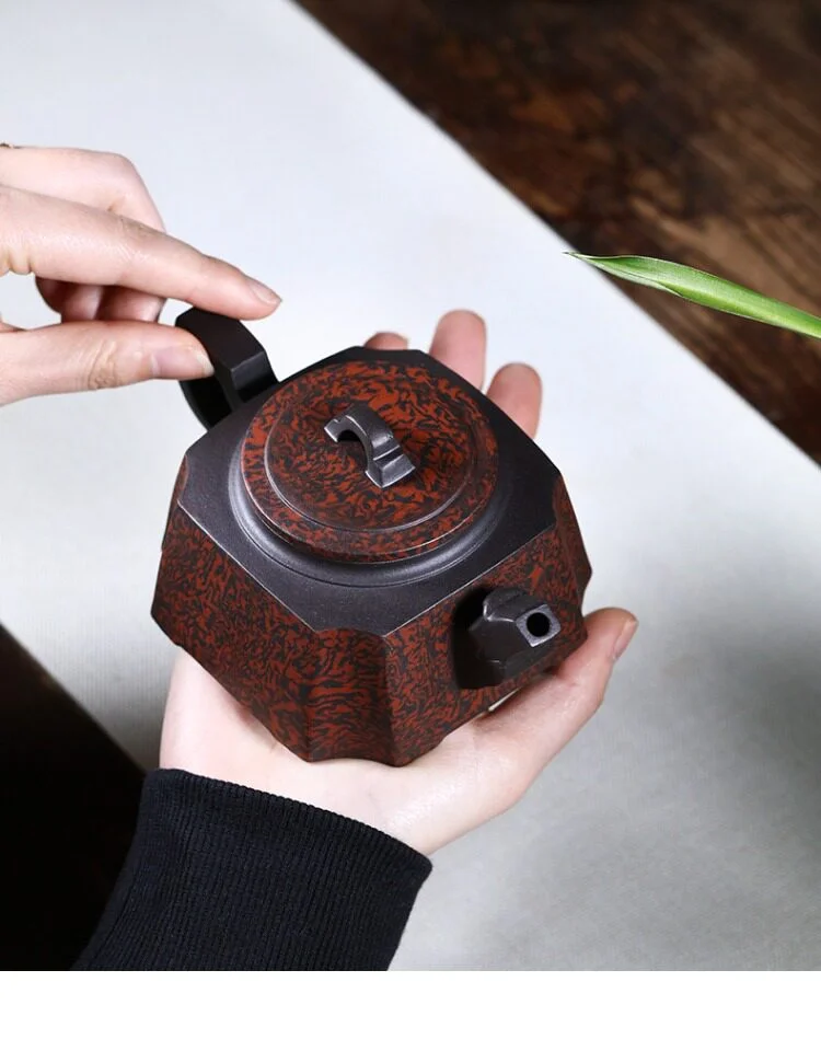 宜兴紫砂壶纯手工四方器绞泥家用泡茶壶单壶原矿紫泥紫砂茶具龙尊 详情图 9