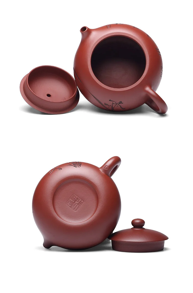宜兴紫砂壶纯手工家用泡茶套装原矿大红袍功夫茶具扁西施壶210ml 详情图 24