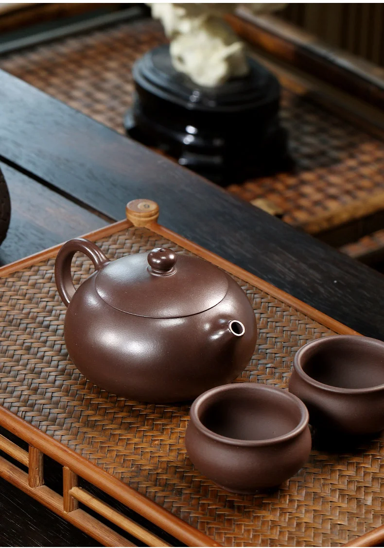 宜兴紫砂壶纯手工家用泡茶套装原矿大红袍功夫茶具扁西施壶210ml 详情图 27