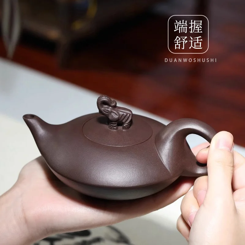 礼品宜兴紫砂壶纯手工紫砂茶具套装原矿老紫泥泡茶壶吉祥如意 - 5