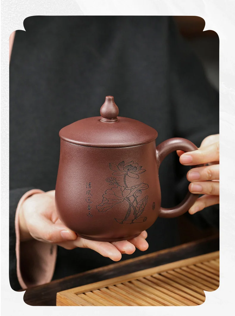 礼品定制大容量紫砂杯个人专用莲趣主人杯紫砂茶具办公杯男士茶杯 详情图 10