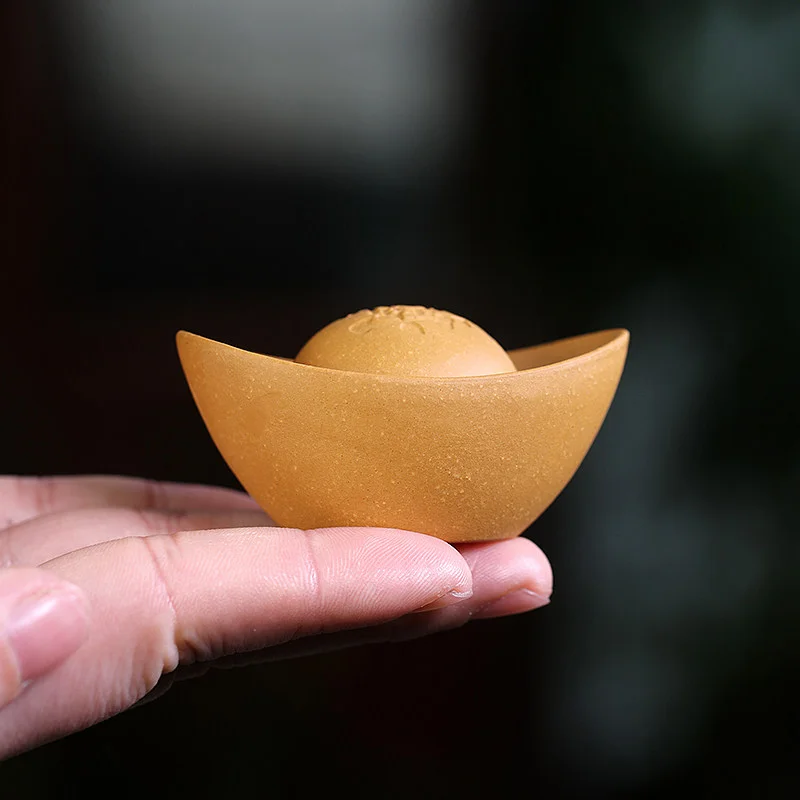段泥紫砂茶宠茶桌摆件精品可养茶具配件茶台风水摆件茶玩招财元宝 - 4