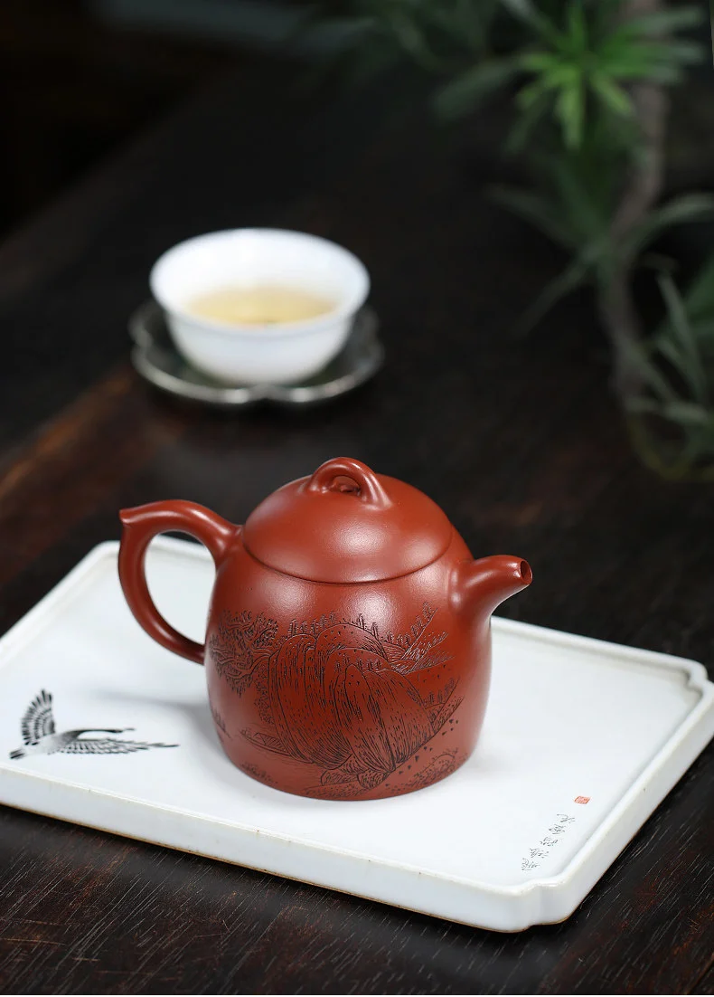 宜兴紫砂壶纯手工紫砂茶具朱倩冰大红袍家用泡茶壶江山风月秦权壶 详情图 6
