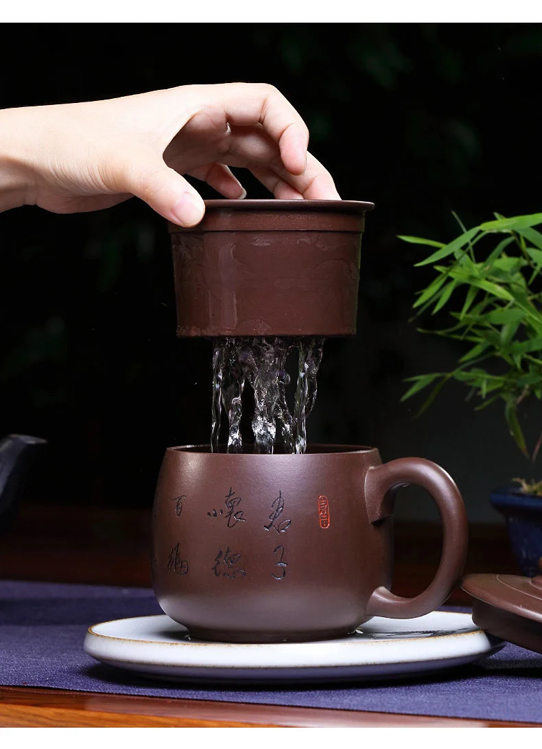 大容量宜兴紫砂杯带过滤茶杯个人茶具茶水分离男士办公君子怀德杯 详情图 4