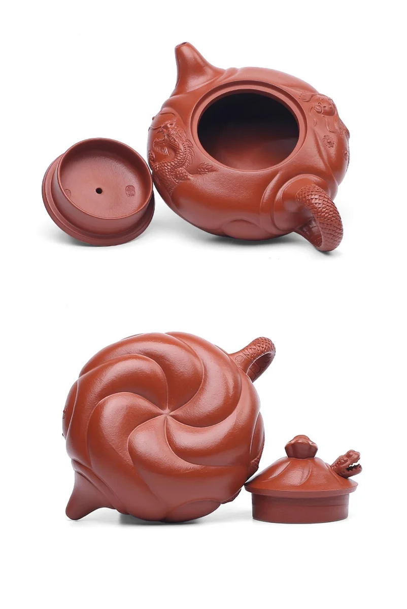 大容量宜兴紫砂壶纯手工紫砂茶具花器原矿朱泥家用泡茶壶鱼化龙壶 详情图 25
