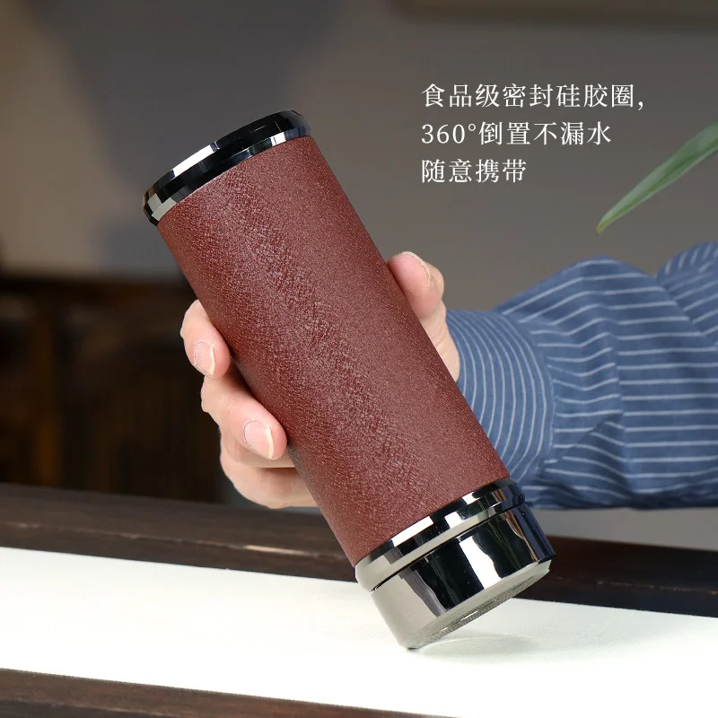 藏壶天下养生青年宜兴紫砂杯男士茶杯保温水杯原矿紫砂内胆保温杯 - 6