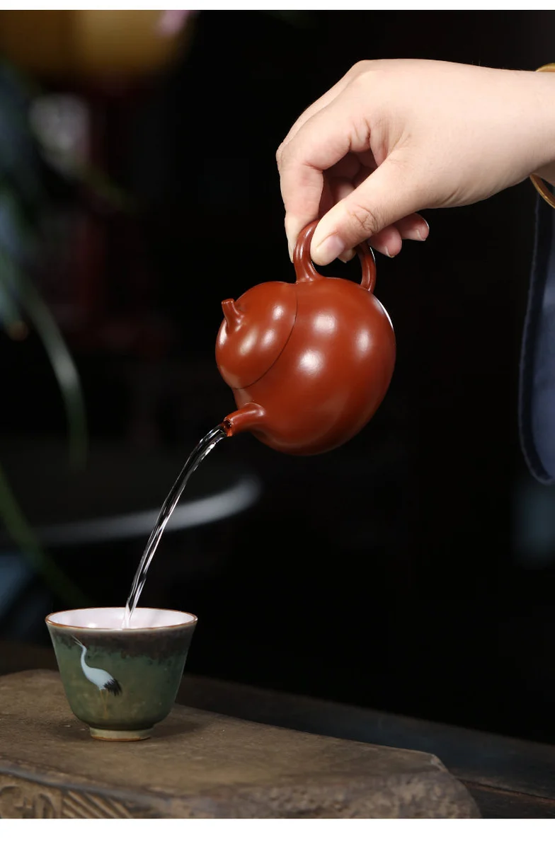 小容量宜兴紫砂壶纯手工功夫茶具原矿朱泥一人用小品泡茶壶茄瓜壶 详情图 15