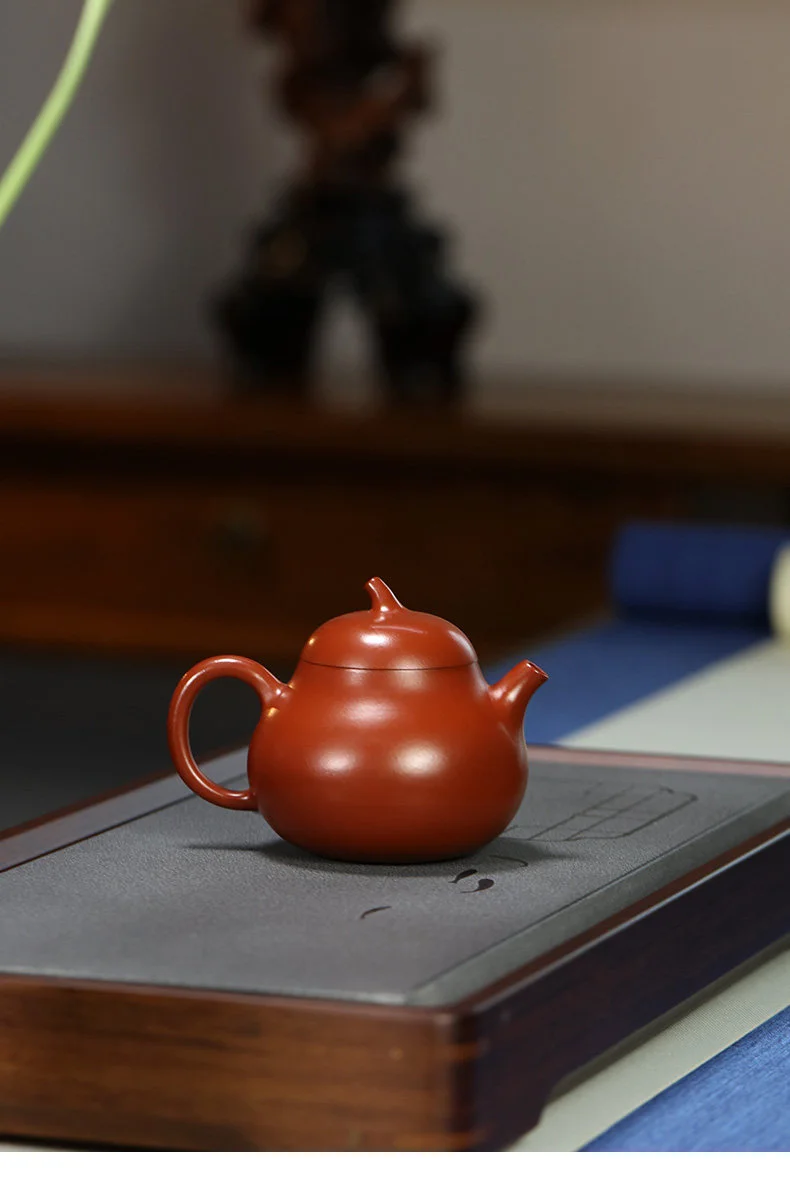 小容量宜兴紫砂壶纯手工功夫茶具原矿朱泥一人用小品泡茶壶茄瓜壶 详情图 5