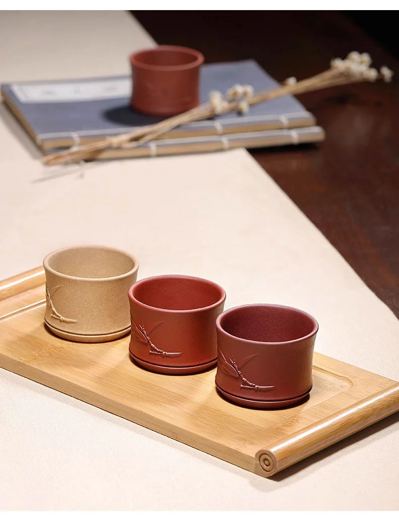 家用紫砂功夫茶杯个人专用主人杯单杯茶碗单个品茗杯竹节杯喝茶杯 详情图 5