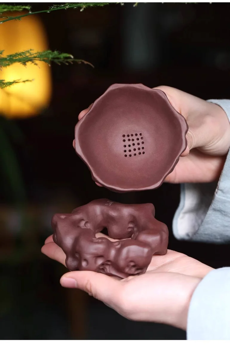 紫砂茶漏泡茶神器茶具配件茶叶过滤器茶隔创意手工茶滤一体茶漏架 详情图 10