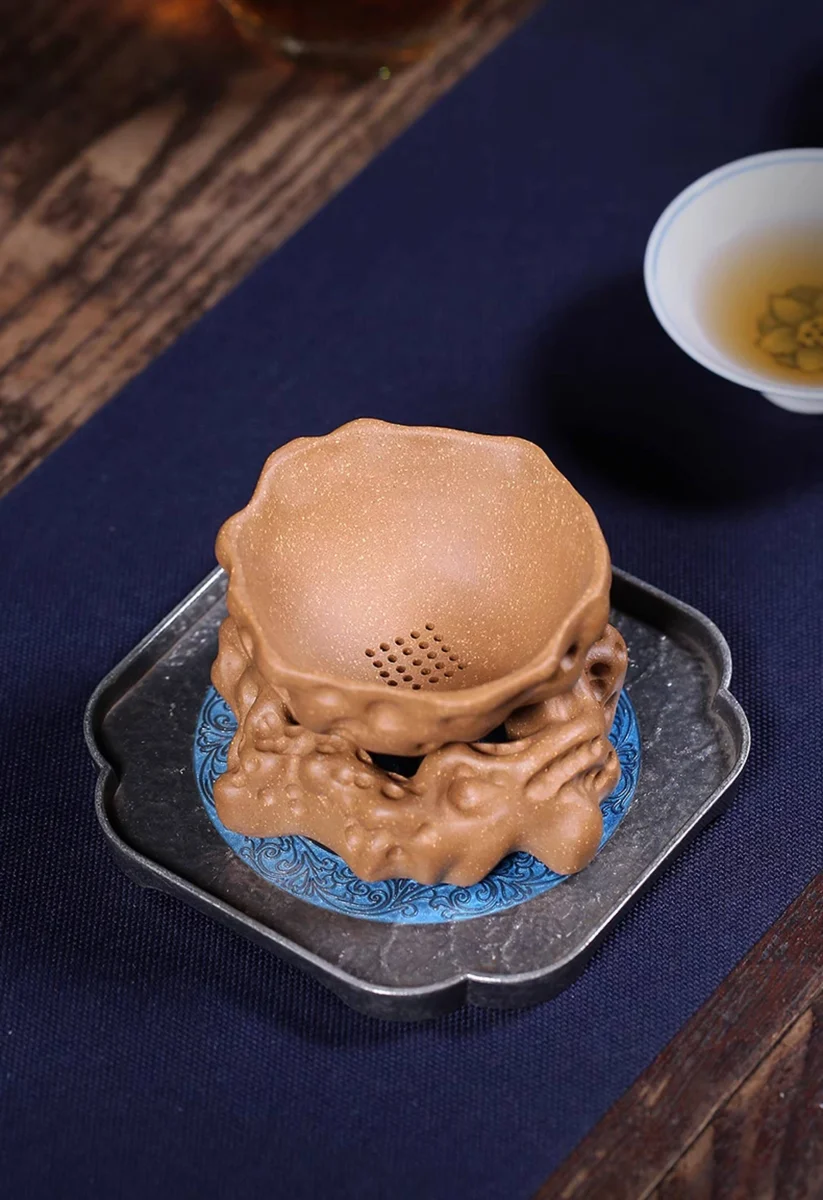 紫砂茶漏泡茶神器茶具配件茶叶过滤器茶隔创意手工茶滤一体茶漏架 详情图 8
