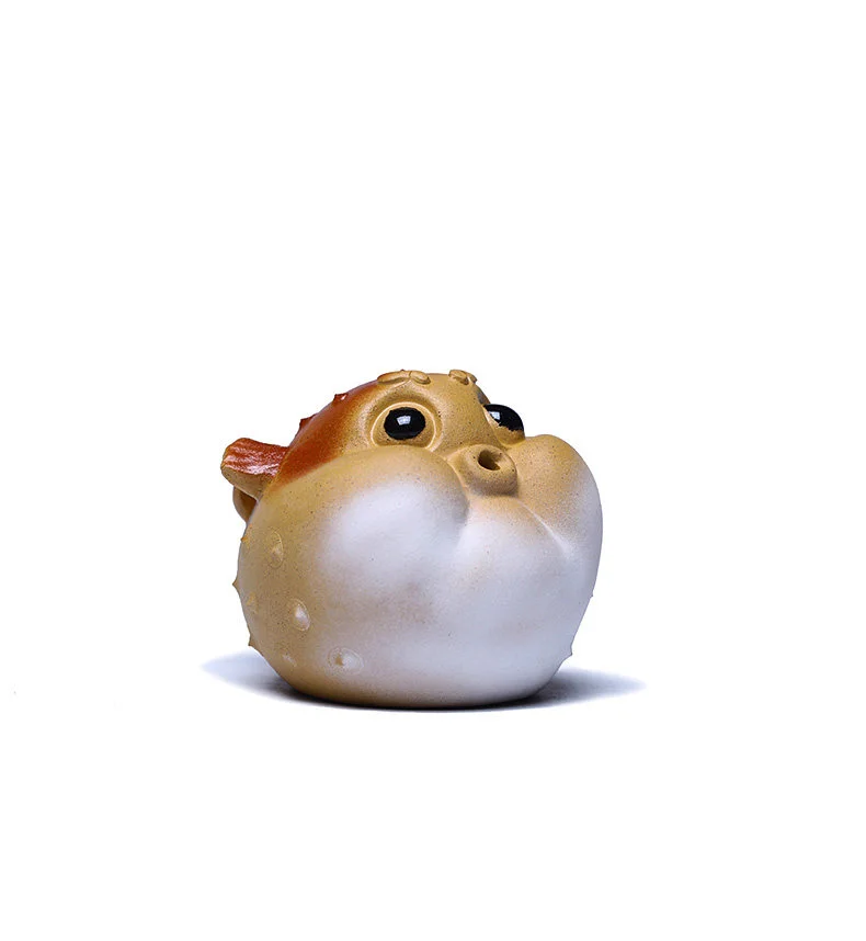 紫砂茶宠摆件精品可养茶台茶桌摆件萌鱼茶玩香插一鼓作气河豚茶宠 详情图 17