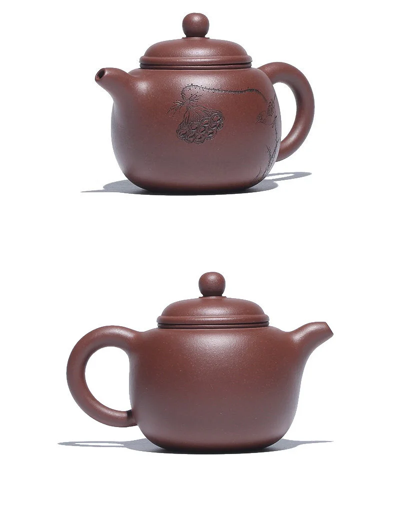 宜兴紫砂壶纯手工刻绘家用紫砂茶具原矿紫泥泡茶壶清莲生香匏尊壶 详情图 15
