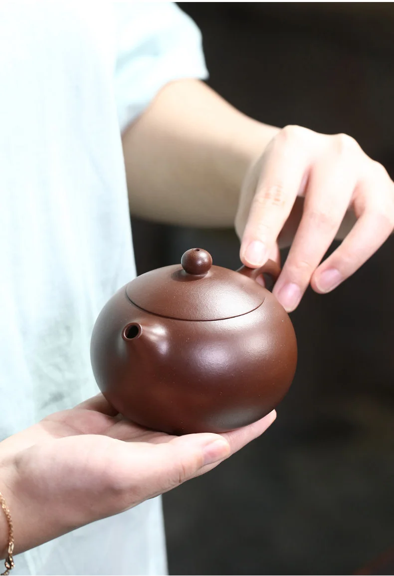 戴晨光宜兴纯手工紫砂壶原矿老紫泥紫砂茶具家用泡茶西施壶220ml 详情图 11