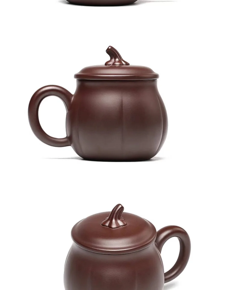 宜兴紫砂杯纯手工仿生泡茶杯带盖个人专用办公杯茶具紫泥金瓜盖杯 详情图 18