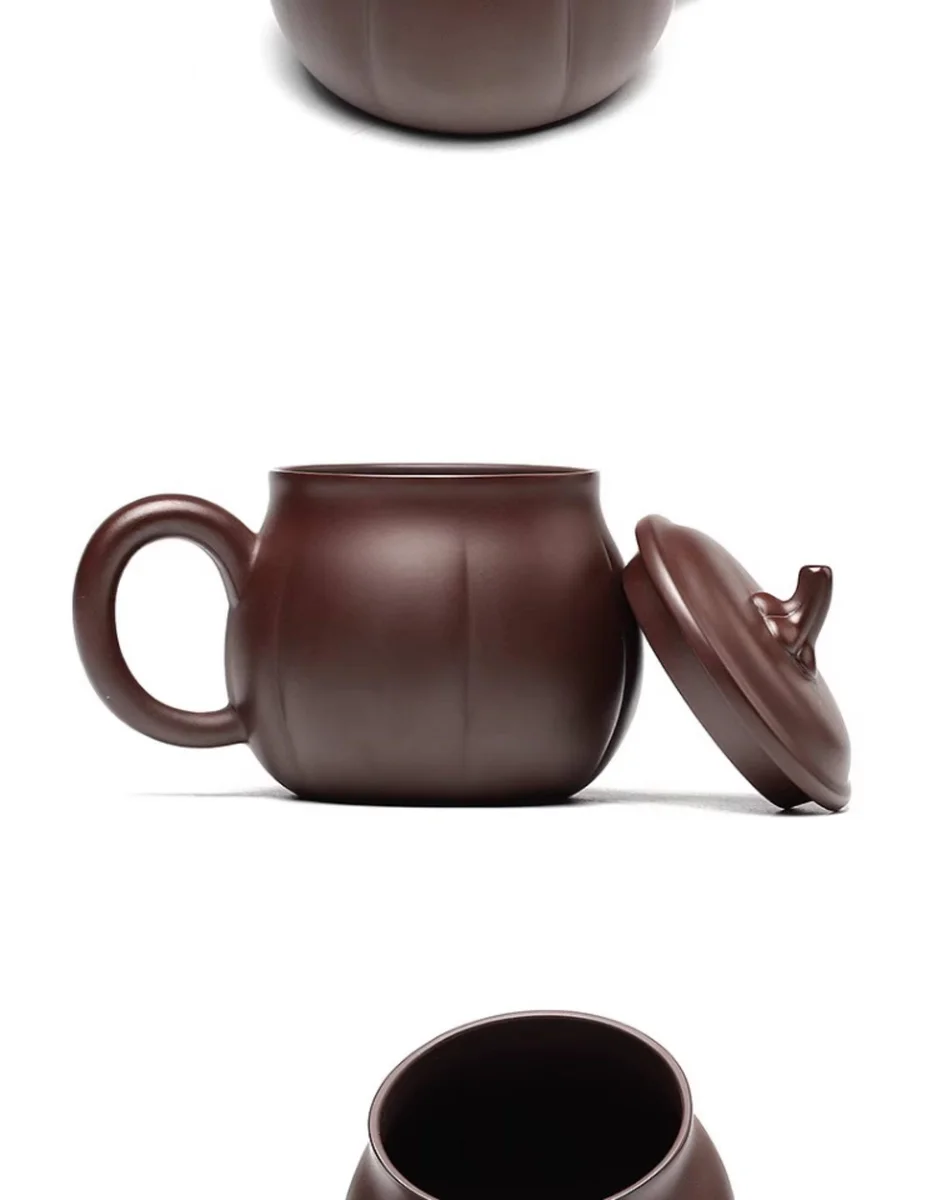 宜兴紫砂杯纯手工仿生泡茶杯带盖个人专用办公杯茶具紫泥金瓜盖杯 详情图 19