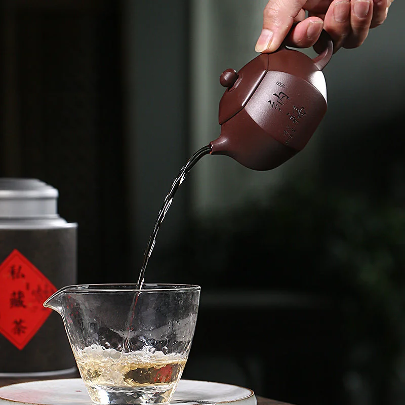 原矿老紫泥宜兴紫砂壶纯手工刻绘小容量家用茶具泡茶壶六方纳福壶 - 6